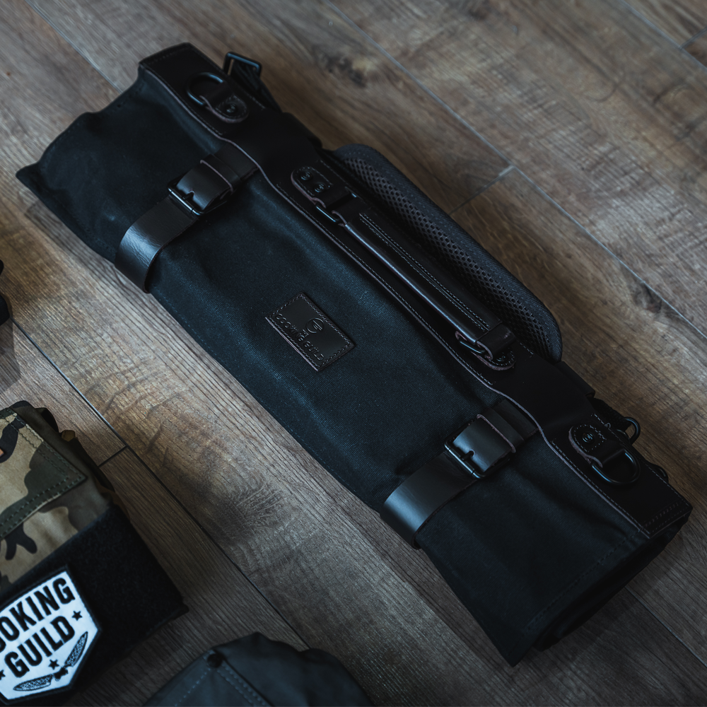 Heavy Duty Waxed Canvas Leather Knife Roll