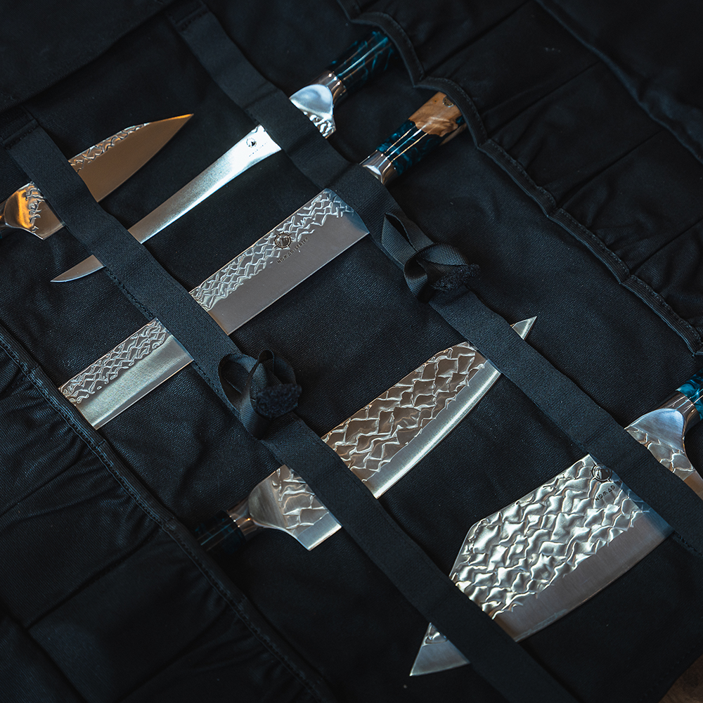 Heavy Duty Waxed Canvas Leather Knife Roll