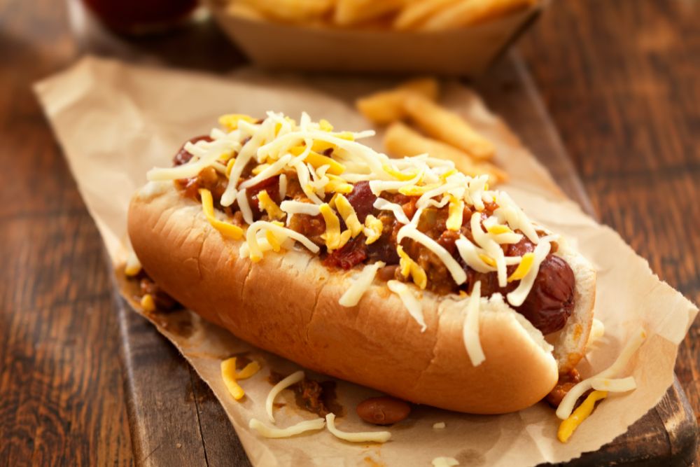 Bacon Wrapped Chili Cheese Dogs