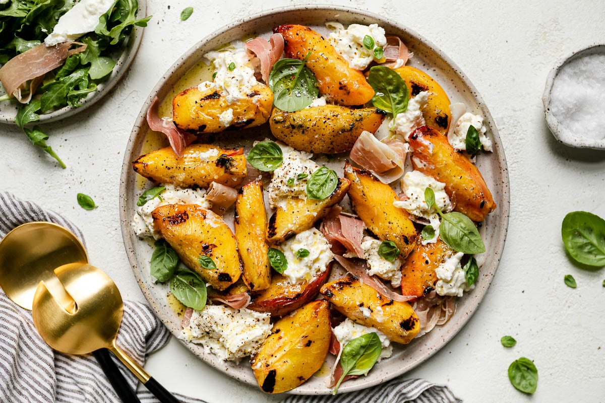 Summer on a Plate with Grilled Peach and Burrata Salad