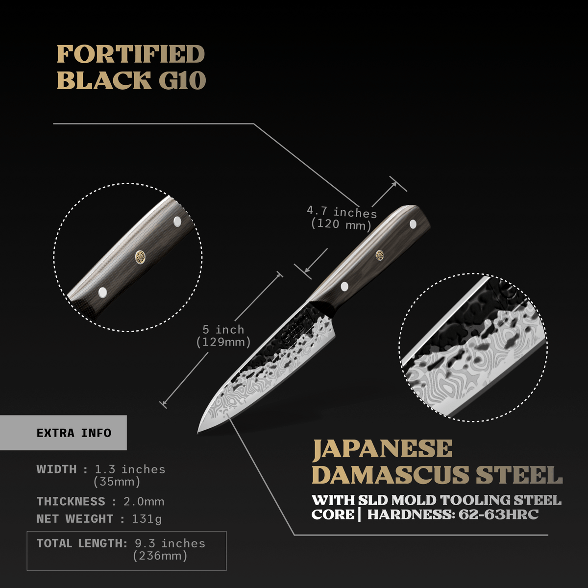 Onyx II Damascus Steel Petty Knife - TheCookingGuild