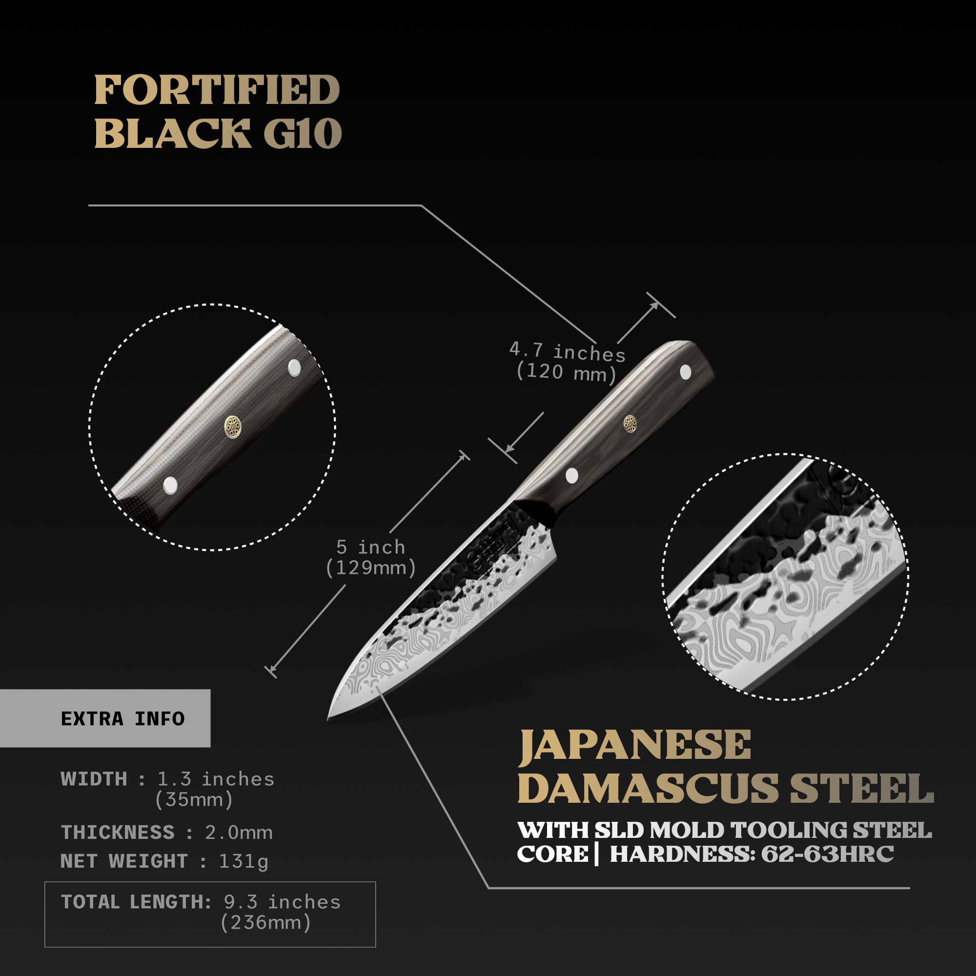 Onyx II Damascus Steel Petty Knife - TheCookingGuild