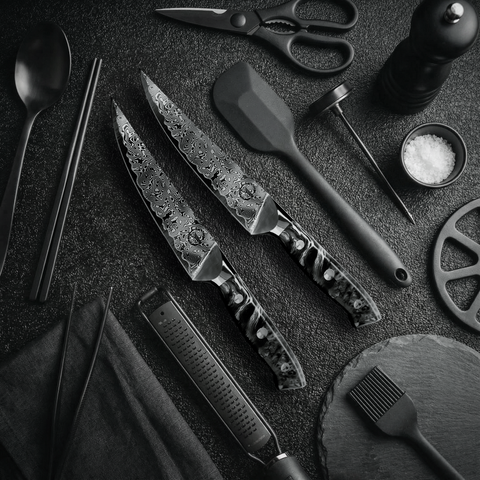 Nomad Blackout Damascus Steak Knife Set