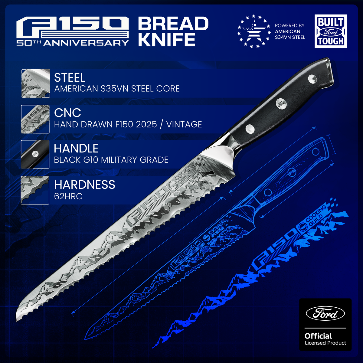 10" Ford 50th Anniversary F-150 Serrated Knife