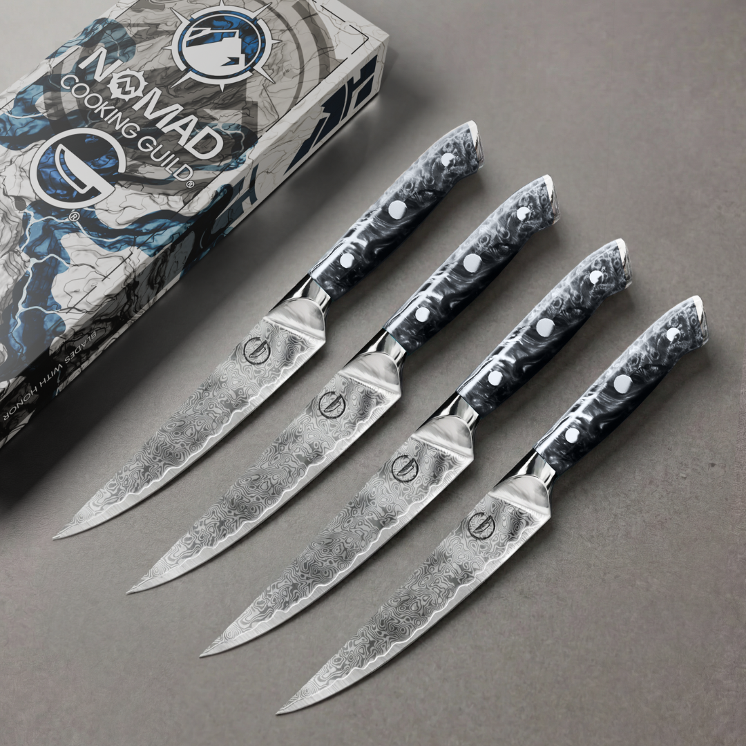 Nomad Blackout Damascus Steak Knife Set