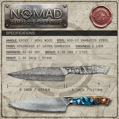 Nomad Damascus 8" Chef Knife