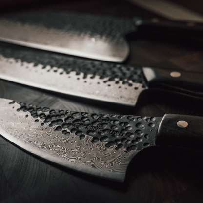 ONYX Series Essential Damascus Steel Knife Set - TheCookingGuild