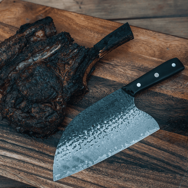 ONYX II Damascus Serbian Cleaver - TheCookingGuild