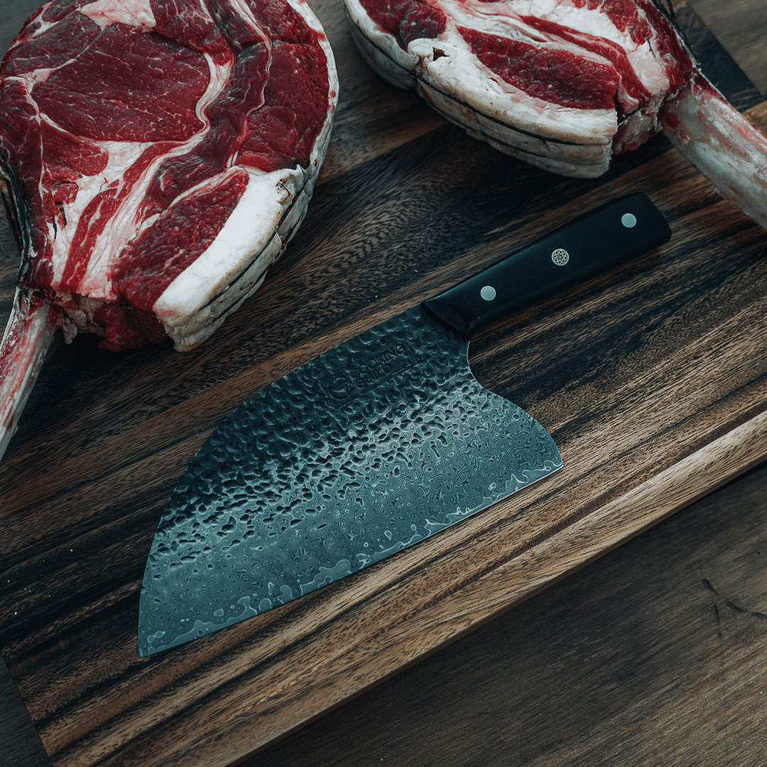 ONYX II Damascus Serbian Cleaver - TheCookingGuild