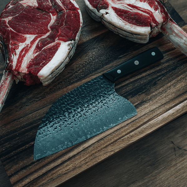 ONYX II Damascus Serbian Cleaver - TheCookingGuild