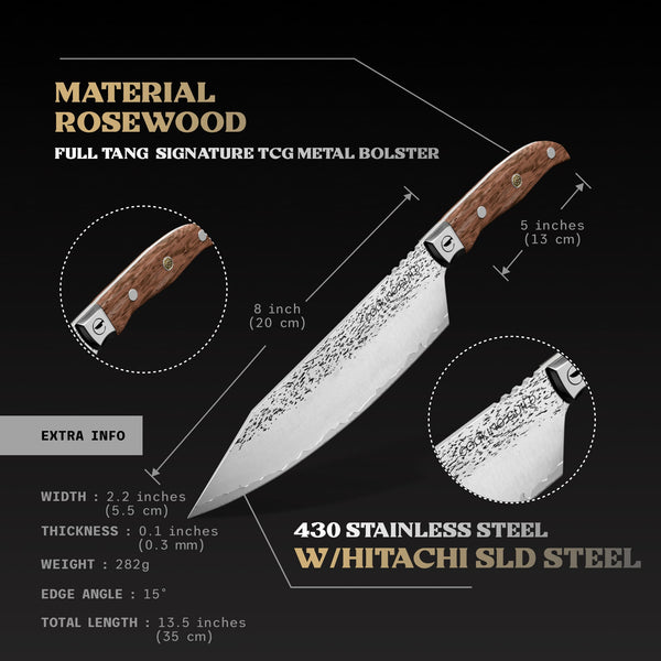 8" Grizzly Chef knife | Forged Japanese San Mai - TheCookingGuild